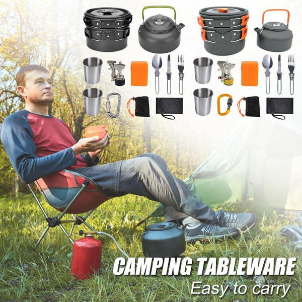 "Hochwertiges Camping-Kochset aus Aluminium - Outdoor-Kochgeschirr mit Topf, Pfanne, Teekanne & Mehr - Ideal für Wandern, Picknick, BBQ"