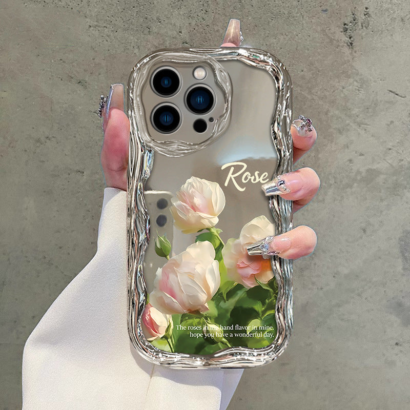 "Rosenblumen-Design Handyhülle: Hitzebeständig, Sturzsicher und Fingerabdruckresistent für iPhone Modelle - Silbergrau"
