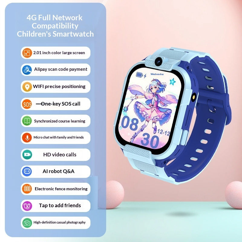 "All-Netzwerk 4G Smart Android Kinderuhr mit Download-Funktion - Wasserdicht, Kamera, Schrittzähler & Herzfrequenzmonitor"