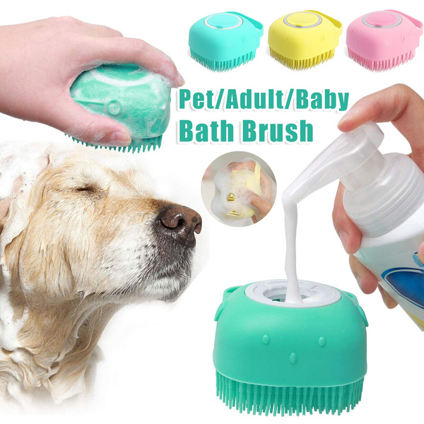 "Silikon Haustier-Bademassagehandschuh mit Shampoo-Spender: Pflegebürste für Hunde und Katzen, Ideal für Empfindliche Haut"