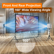 "Premium 4K HD Projektor Leinwand 120/100 Zoll mit Standfuß - Faltenfrei, Tragbar, für Innen- und Außenkino - Inklusive Tragetasche"