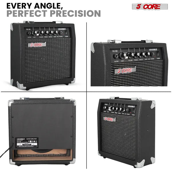 "5 Core 20W Elektrischer Mini-Gitarrenverstärker mit 6.5 Zoll Lautsprecher, AUX und Kopfhöreranschluss - Tragbar und Ideal für Alle Musikstile"