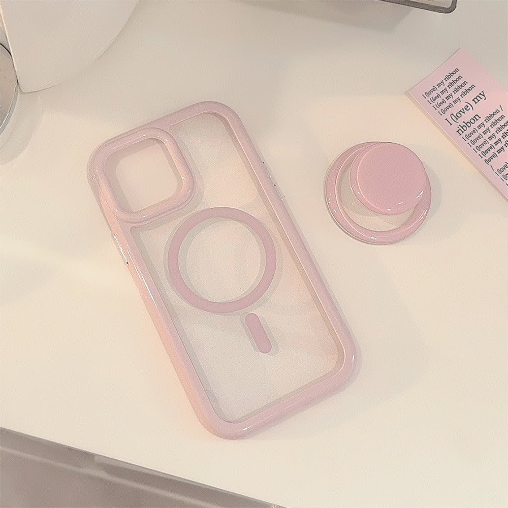 "Einfache Ins Feste Farbe Magnetische Halterung Handyhülle, Kompatibel mit iPhone 11/12/13/14 Pro Max, Stoßschutz, Acrylmaterial"
