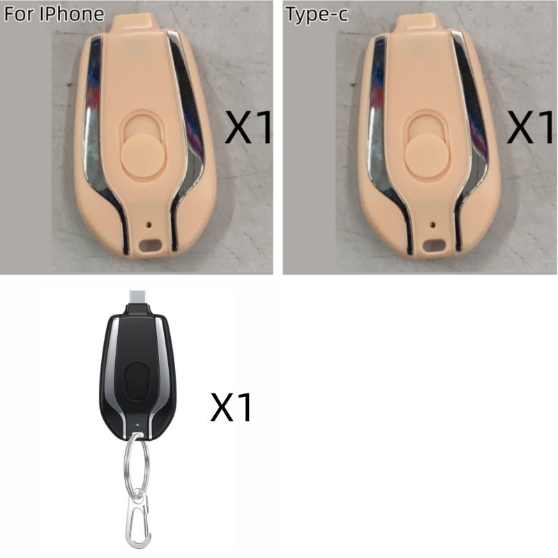 "Ultra-Kompakte 1500mAh Mini-Notfall-Powerbank mit Typ-C und Karabiner - Robust, Schnellladend & Immer Einsatzbereit"