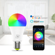 "Intelligente LED-WLAN-Glühbirne, Kompatibel mit Alexa und Google, Farbwechsel, Fernbedienung, Energiesparend, 7W Leistung"