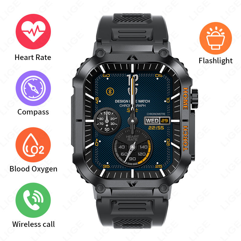 "Multifunktionaler Gesundheitsmonitoring Smartwatch - Blutdruckmessung, Herzfrequenz, Schlafüberwachung und mehr - Wasserdicht und Bluetooth-fähig"