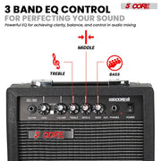 "5 Core 20W Elektrischer Mini-Gitarrenverstärker mit 6.5 Zoll Lautsprecher, AUX und Kopfhöreranschluss - Tragbar und Ideal für Alle Musikstile"