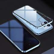 "Hochauflösende Doppelseitige Glas-Magnet Handyhülle aus Metall, Kompatibel mit iPhone Modellen, Minimalistisches Design in Vielfältigen Farben"