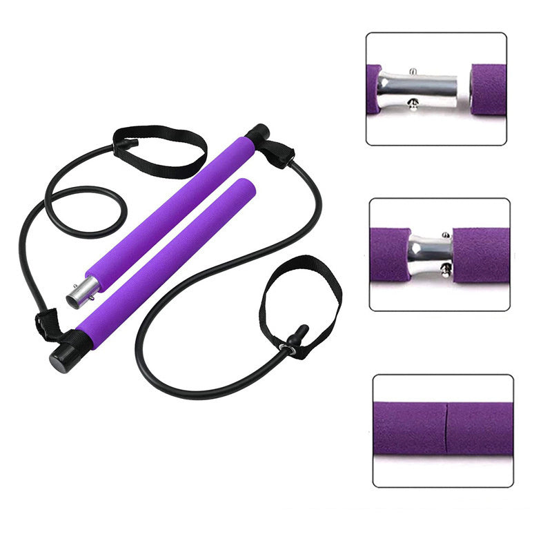 "Tragbare Fitness Yoga Pilates Stange: Gymnastikzubehör für Ganzkörpertraining - Elastische Widerstandsbänder für Heimtrainer, 10lb bis 50lb"