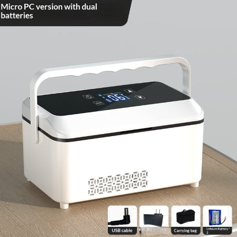 "Tragbarer Mini-Kühlschrank für Auto und Zuhause, Dual-Core, USB-Betrieben, Verschiedene Farben und Batterieoptionen"