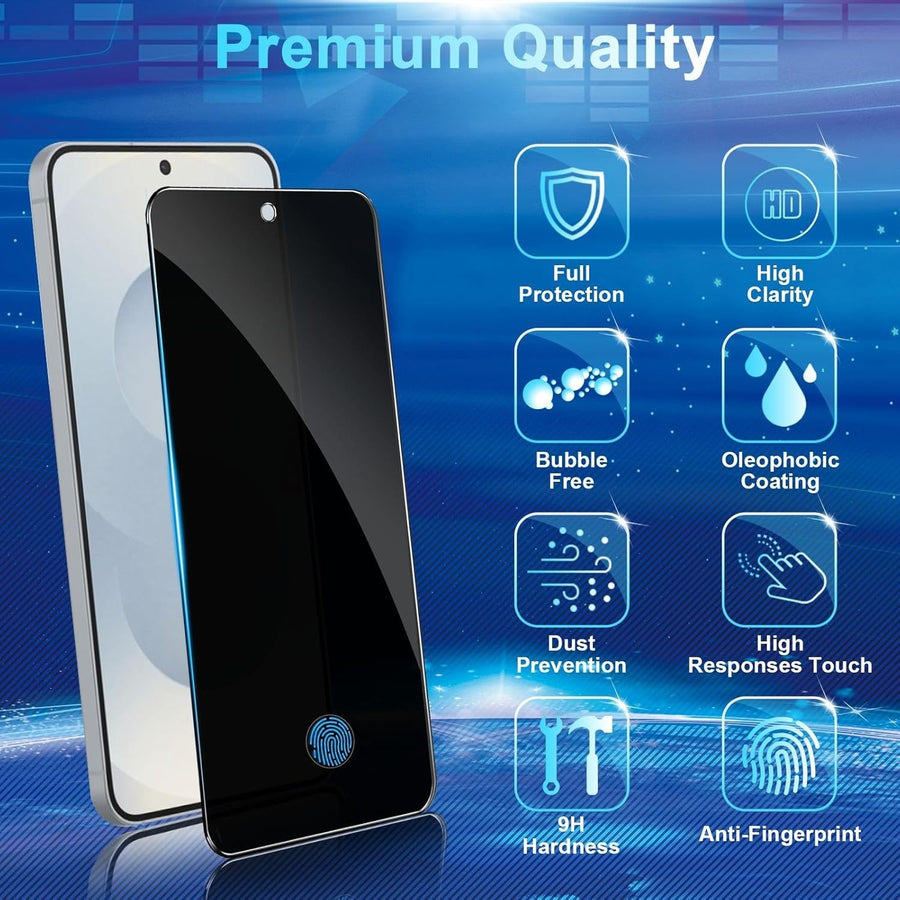 "Premium Gehärtetes Glas für Samsung S26 Serie - Volle Bildschirm-Privatsphäre, Anti-Spion, HD, Anti-Fingerabdruck - 1/2/3er Pack"