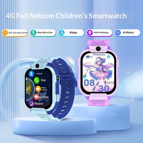 "All-Netzwerk 4G Smart Android Kinderuhr mit Download-Funktion - Wasserdicht, Kamera, Schrittzähler & Herzfrequenzmonitor"