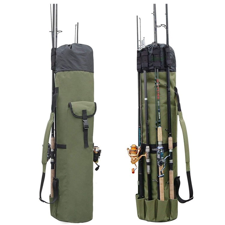 "Multifunktionale Zylinder-Angeltasche für Outdoor: Robust, Leicht & Geräumig - Perfekt für Angelruten und -zubehör"