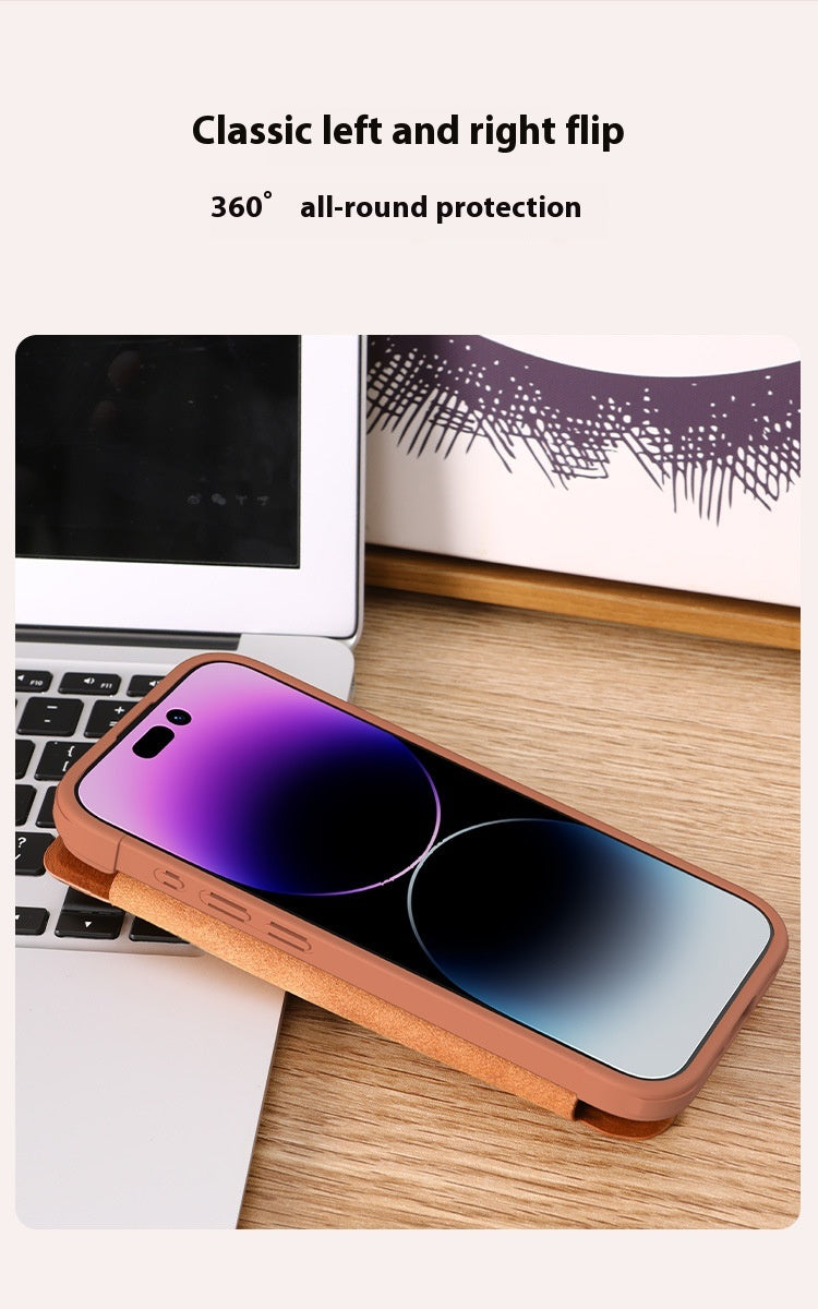 "Premium Kunstleder Handyhülle im Flip-Stil für iPhone 14 Pro Max - Einfaches Design und Schutz"