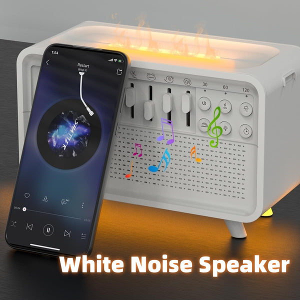 "3-in-1 Bluetooth Lautsprecher mit Weißem Rauschen Schlaflicht und Luftbefeuchter: Kombinierbar Naturgeräusche, Verbessert Schlaf und Luftqualität"