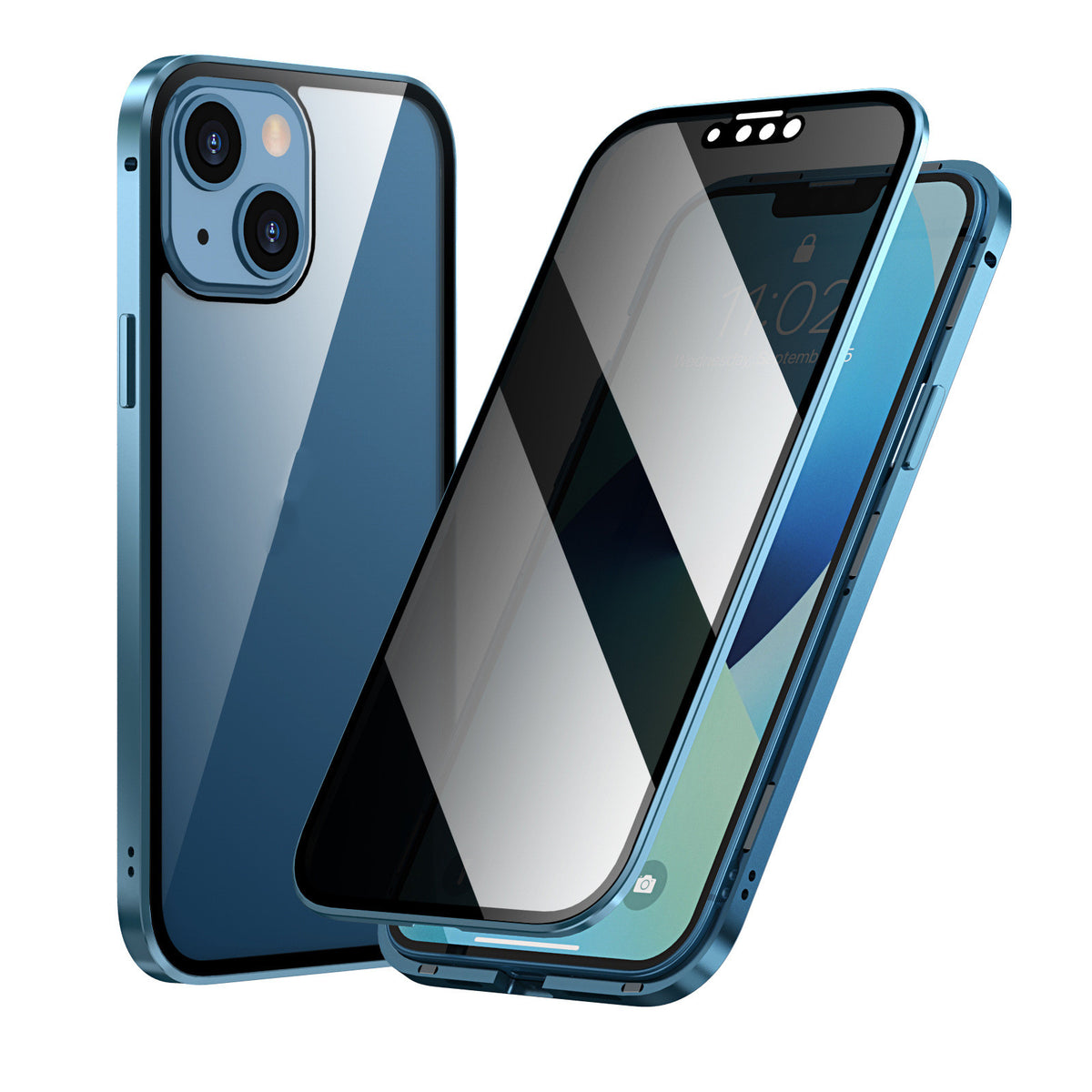 "Hochauflösende Doppelseitige Glas-Magnet Handyhülle aus Metall, Kompatibel mit iPhone Modellen, Minimalistisches Design in Vielfältigen Farben"