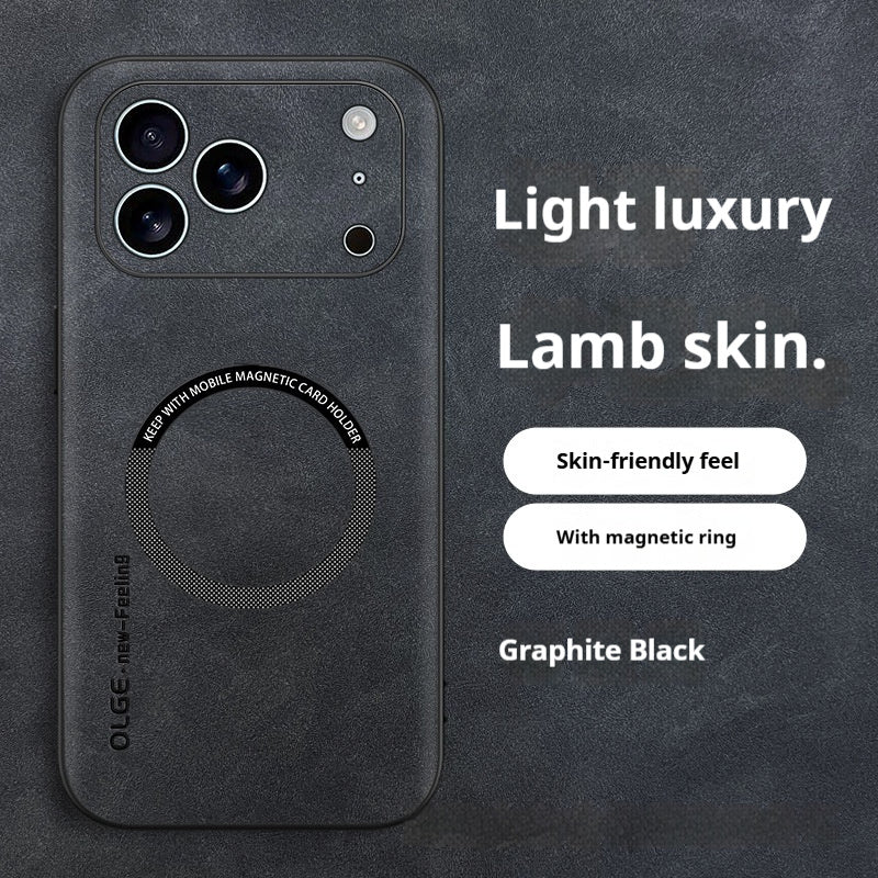 "Ultra-dünne Luxus Leder Handyhülle mit Magnetladung für iPhone - Sturzschutz und Attraktives Design"