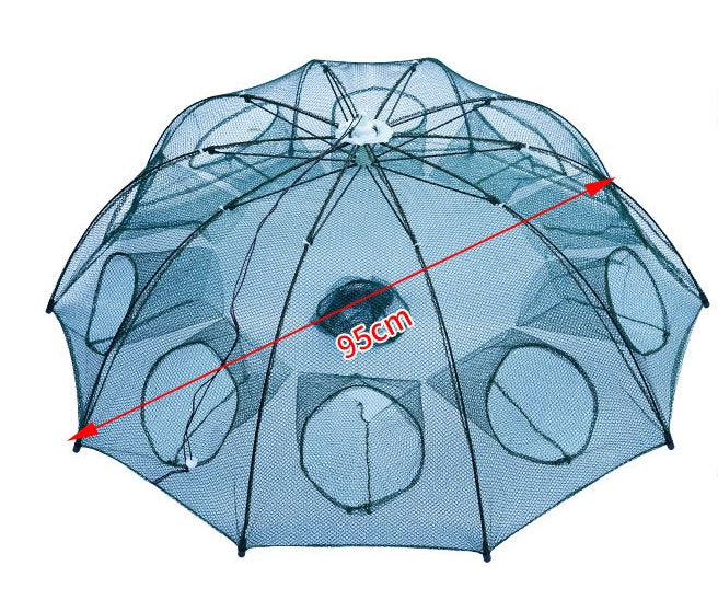 "Robustes Automatisches Fischernetz - Faltbare Nylon Krabbenfalle mit 4-20 Löchern - Ideal für Smelt, Aal, Krabben & Mehr"