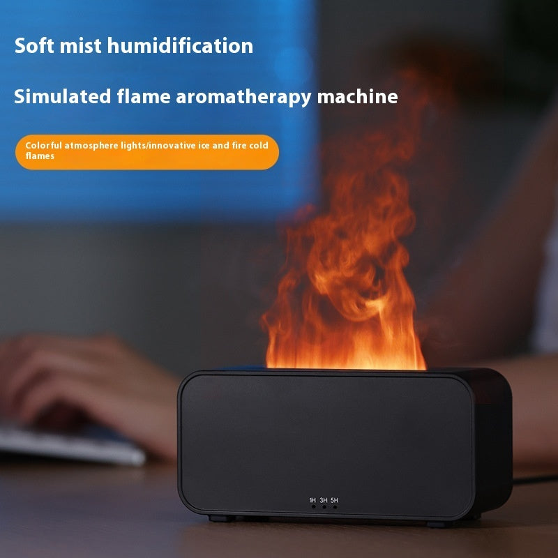"USB Aromatherapie Diffusor mit Zeitschaltuhr, Flammen-Simulation und Beruhigendem Nebel - Ideal für Haushalt und Büro"
