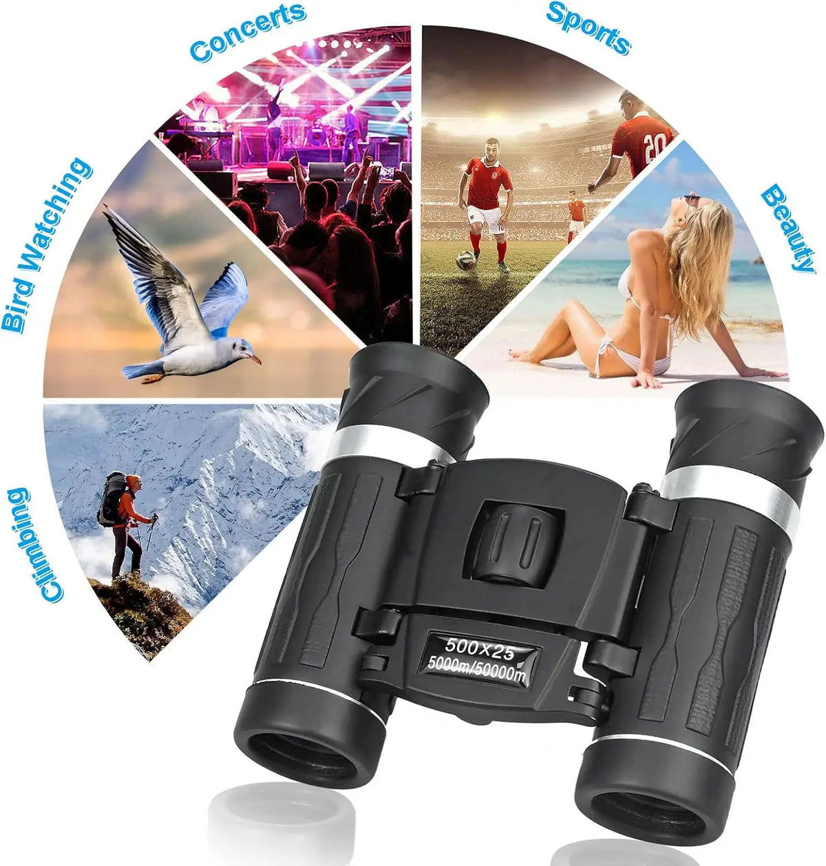"500-25 HD Zoom Fernglas für Camping, Jagd & Outdoor-Sport - Wasserdicht, Faltbar & Kompakt mit BAK4-Prisma"