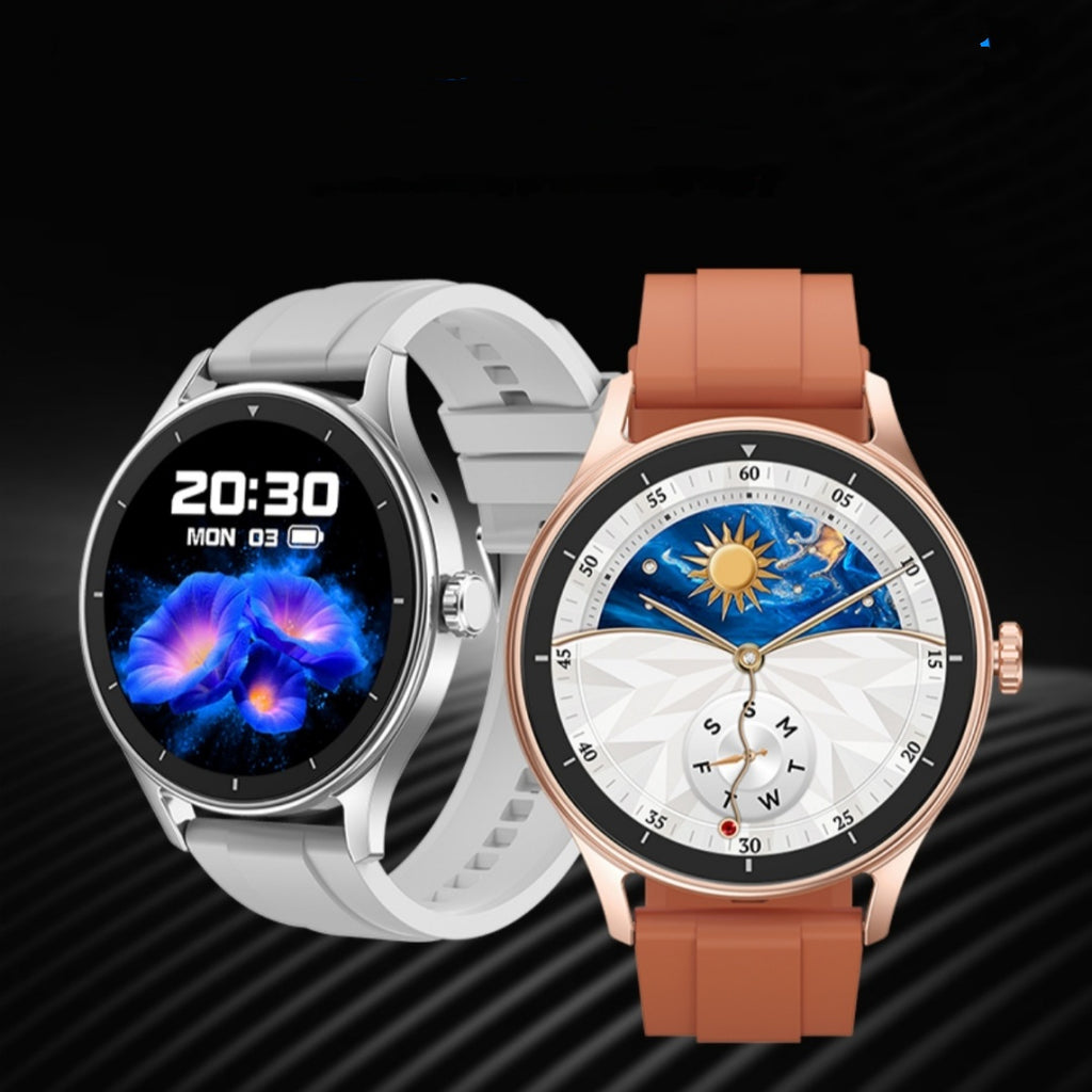 "Edelstahl Sportuhr mit Polierter Doppelarmband und Bluetooth-Anruffunktion - TFT Touchscreen, Farben: Schwarz, Silber, Gold"