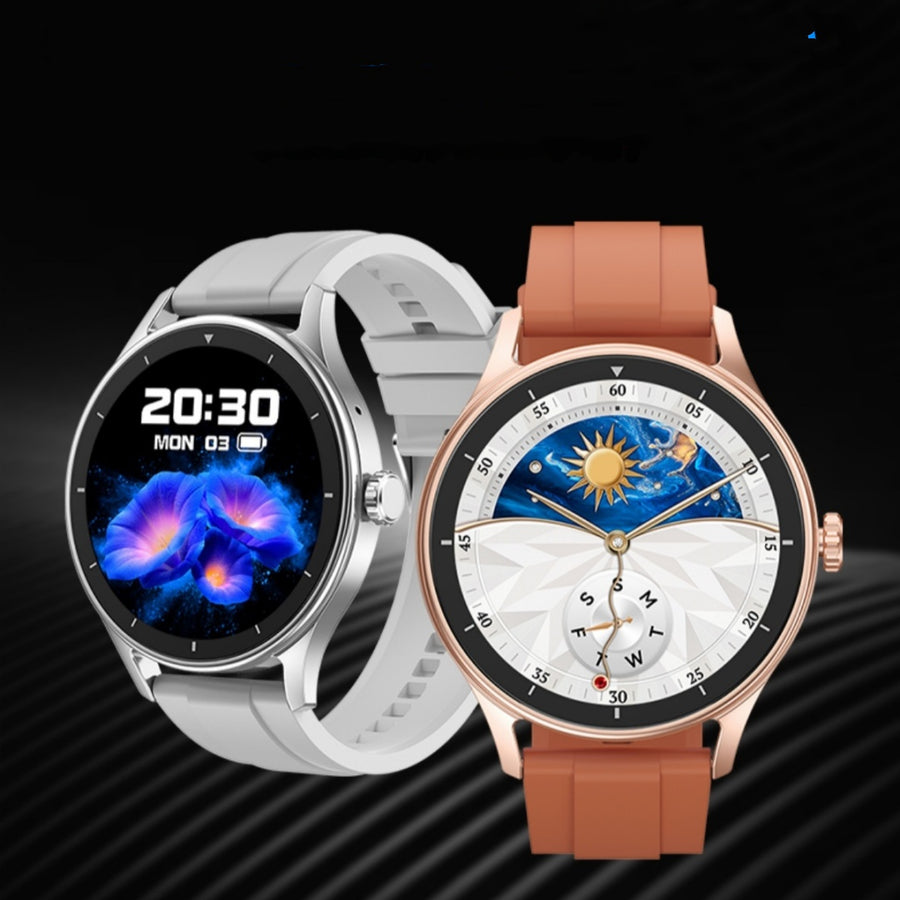 "Edelstahl Sportuhr mit Polierter Doppelarmband und Bluetooth-Anruffunktion - TFT Touchscreen, Farben: Schwarz, Silber, Gold"