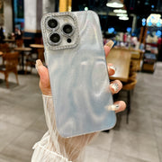 "Silberne Wasserwellen-Handyhülle, Anti-Fall und Anti-Fingerprint, Kompatibel mit iPhone 11, 12, X, 14, XR, XS Max und mehr"