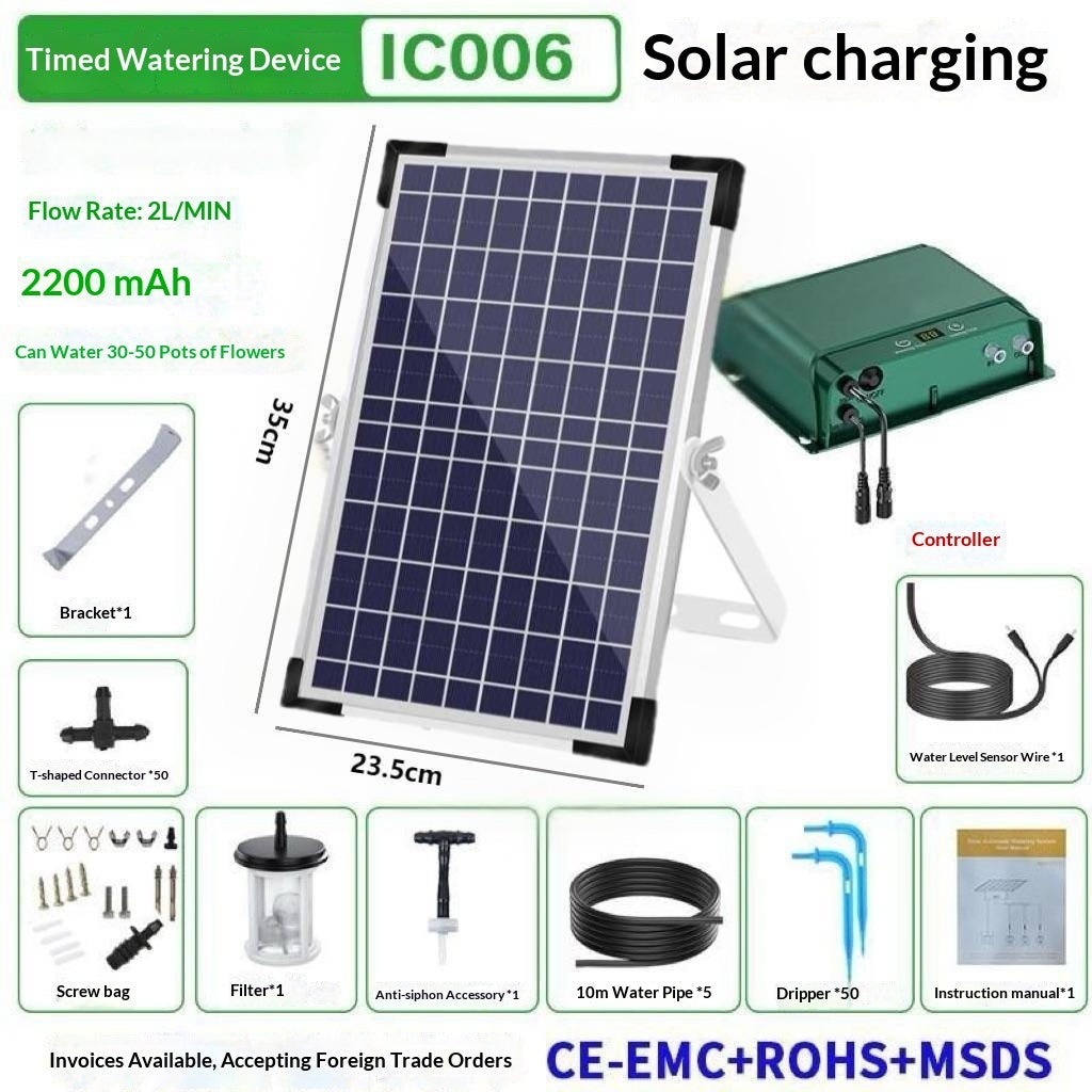"Automatisches Solargespeistes Bewässerungssystem mit Timer für Pflanzen - 50m Schlauchset"