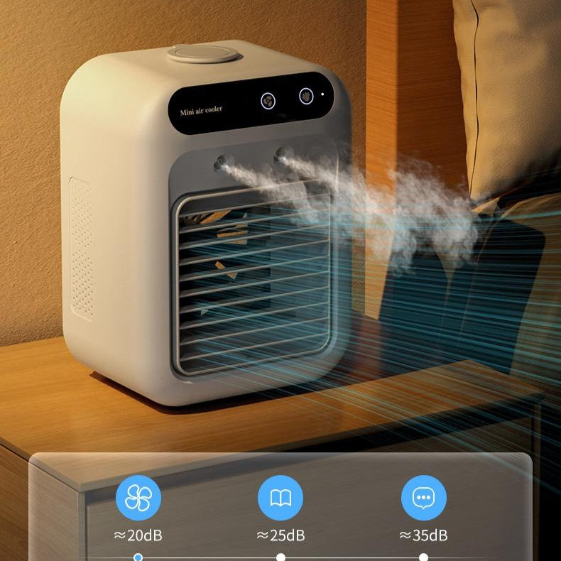 "Tragbarer Klimaanlage Lüfter mit Kühl-Atomisierungstechnologie, Eiswasserfunktion und USB-Stromversorgung - Ideal für Zuhause, Büro und Auto"