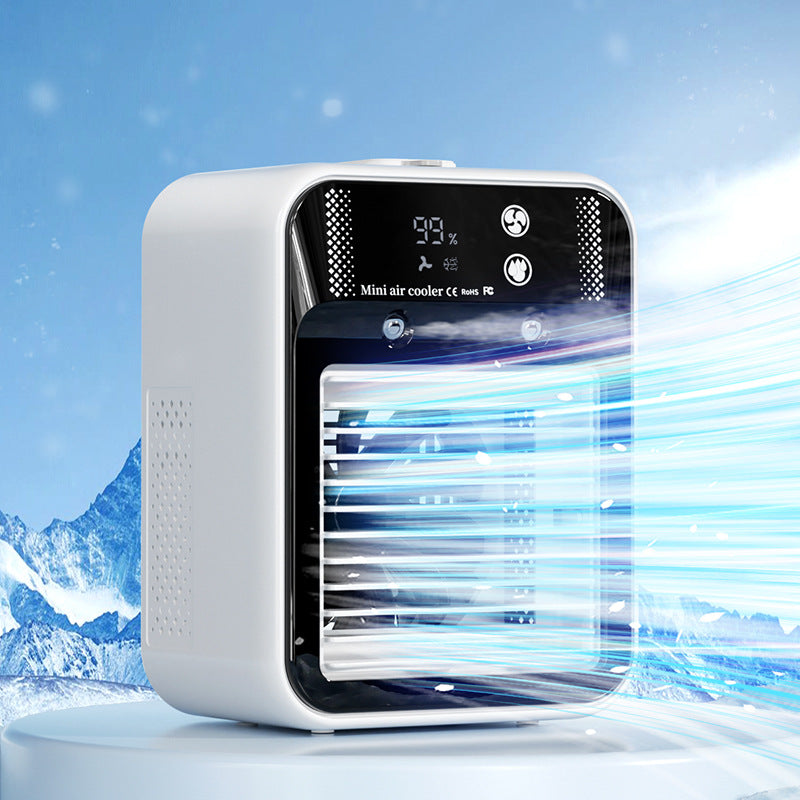 "Tragbarer Klimaanlage Lüfter mit Kühl-Atomisierungstechnologie, Eiswasserfunktion und USB-Stromversorgung - Ideal für Zuhause, Büro und Auto"