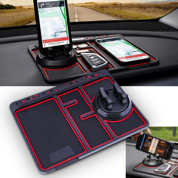 "4-in-1 Rutschfestes Auto-Telefon-Pad mit Parknummern-Karte, 360° Handyhalterung und Aromatherapie-Fach - Sichere und organisierte Fahrerlebnis"