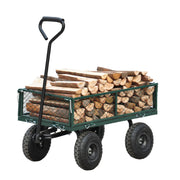 "Robuster Stahl Gartenwagen mit schwenkbarem Griff und abnehmbaren Seiten - Praktischer Heavy Duty Gartenkarren und Trolley"