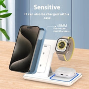 "15W 3-in-1 LED Schnellladegerät: Faltbare Ladestation für Smartphones, iWatch & AirPods Pro - Kompaktes Design, Sicheres & Effizientes Laden"