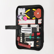 "26-teiliges Gitarren-Reparatur-Set aus Metall und Edelstahl: Werkzeugtasche mit Maßstab, Distanzmesser, Schraubendreher, Multifunktions-Schlüssel und mehr"