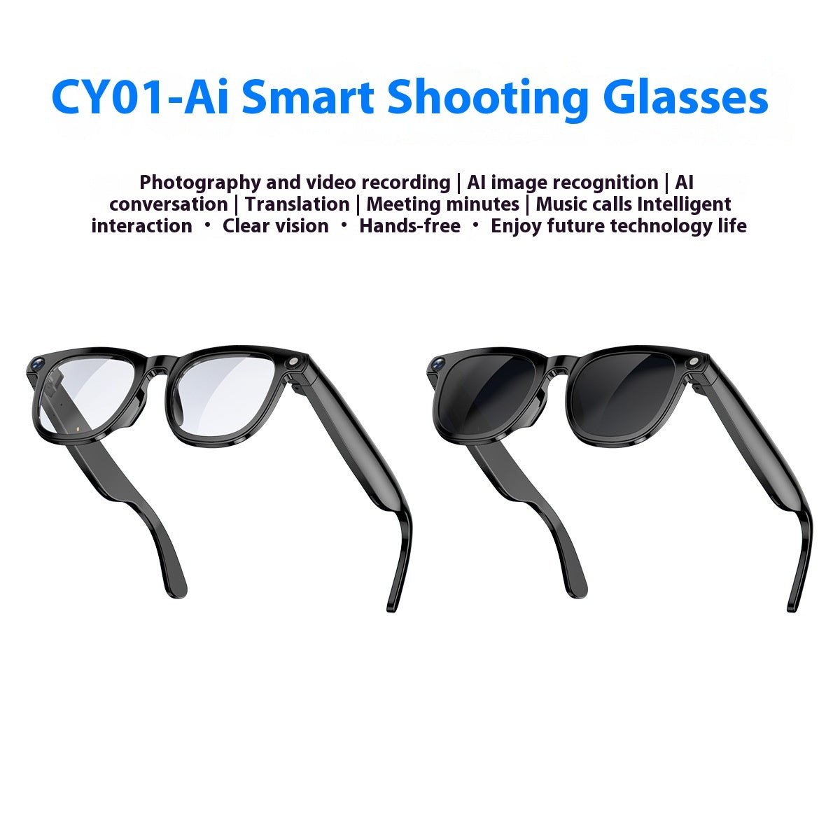"Intelligente AI-Brille mit 800W Doppelobjektiv, Anti-Shake, Rauschunterdrückung und Wasserfest - Musik & Bluetooth Anruf Funktionen"