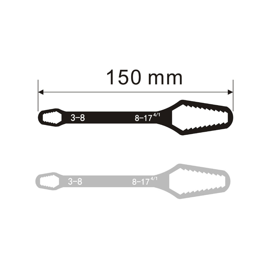 "Multifunktionale Doppelkopf Selbstanziehende Universal Schraubenschlüssel - Verstellbar, Hochwertiger Stahl, Schwarz/Silber"