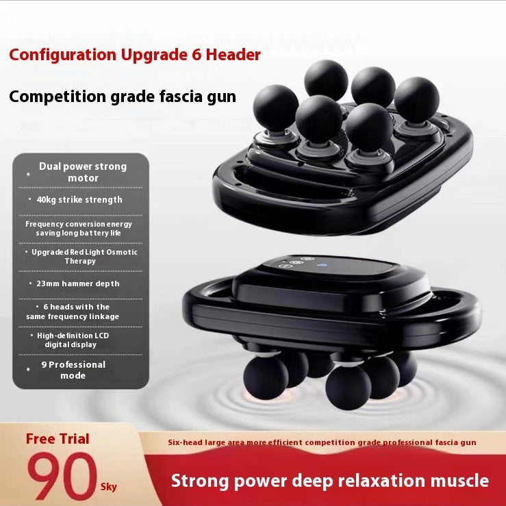 "Sechskopf-Massagepistole für tiefe Muskelentspannung - Leise, Mehrstufig, Typ-C Aufladung, 1500mAh Batterie"