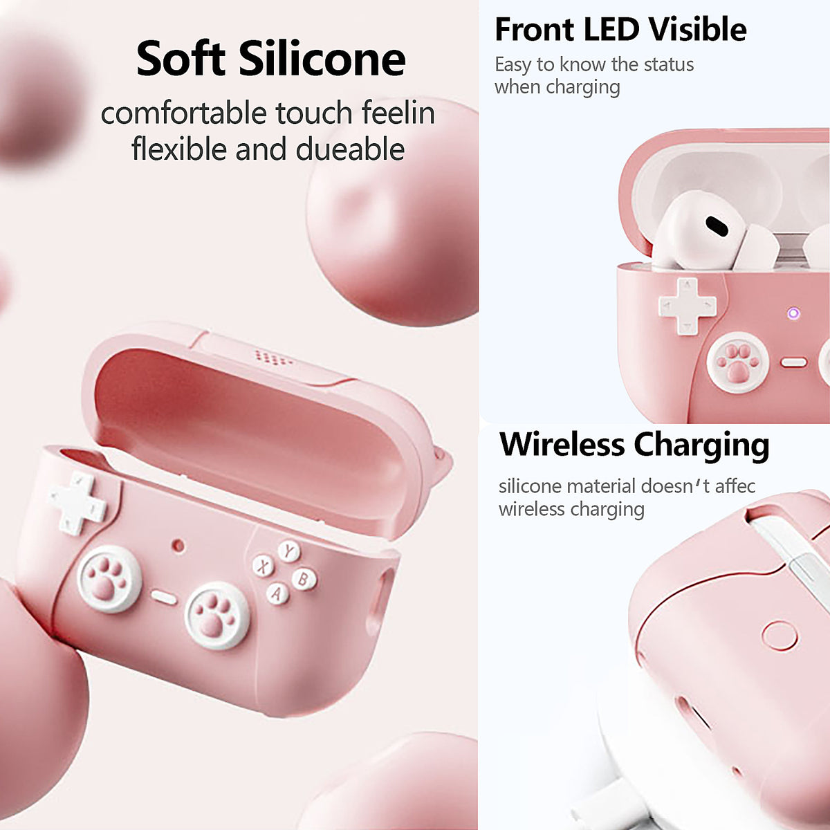 "Charmante Silikon Ohrhörer Schutzhülle, Universal & Tragbar, für Apple Airpods - Dunkelgrau, Hellrosa, Helllila, Hellblau"