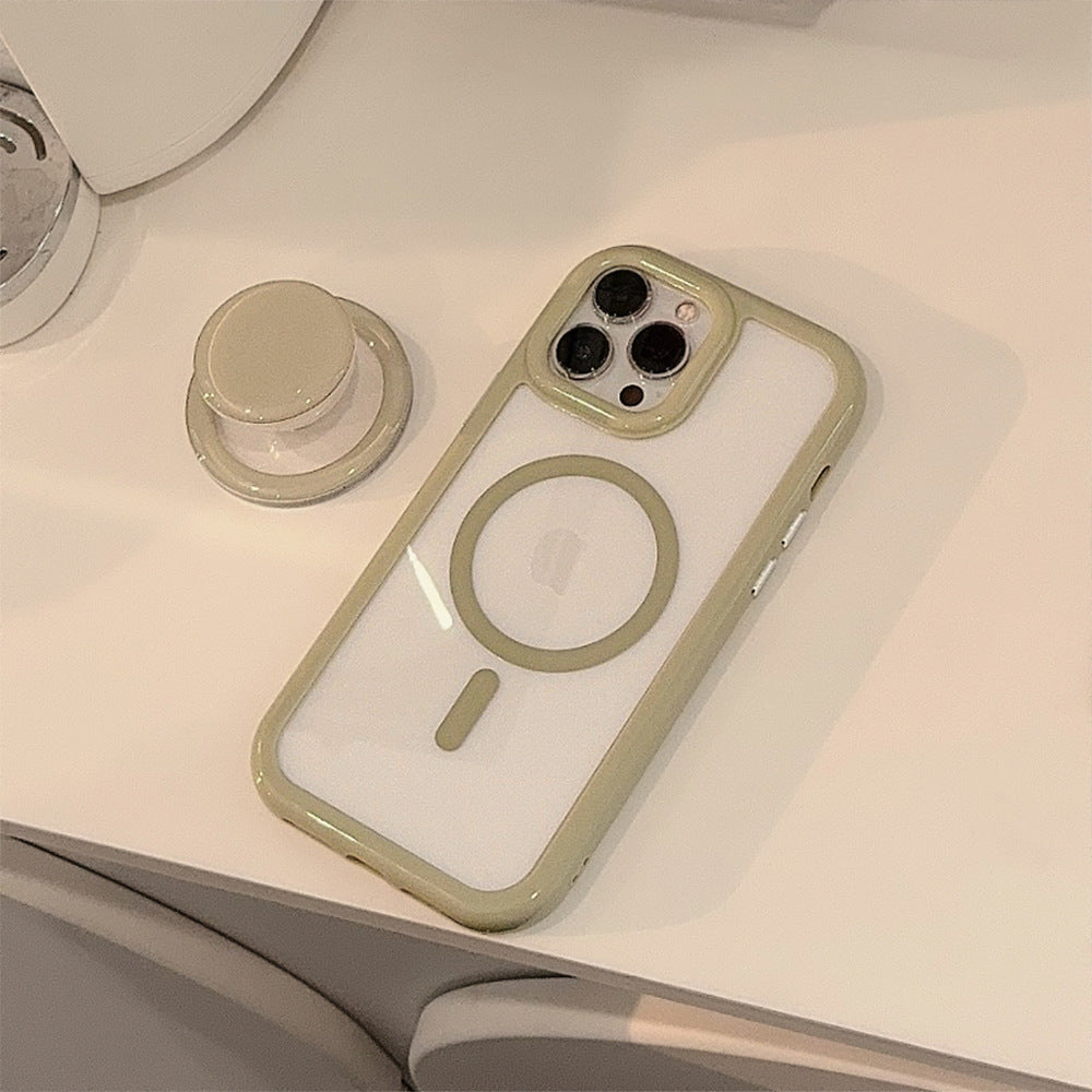 "Einfache Ins Feste Farbe Magnetische Halterung Handyhülle, Kompatibel mit iPhone 11/12/13/14 Pro Max, Stoßschutz, Acrylmaterial"