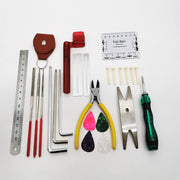 "26-teiliges Gitarren-Reparatur-Set aus Metall und Edelstahl: Werkzeugtasche mit Maßstab, Distanzmesser, Schraubendreher, Multifunktions-Schlüssel und mehr"
