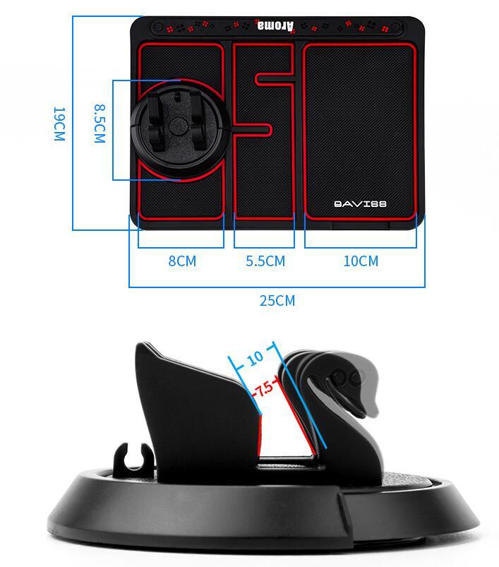 "4-in-1 Rutschfestes Auto-Telefon-Pad mit Parknummern-Karte, 360° Handyhalterung und Aromatherapie-Fach - Sichere und organisierte Fahrerlebnis"