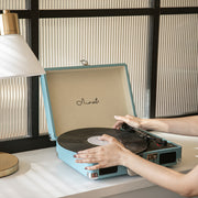 "Retro-Koffer-Plattenspieler mit Bluetooth, Tragbares Lederdesign, Ruby-Nadel & Integrierten Lautsprechern für Klarer Klang"