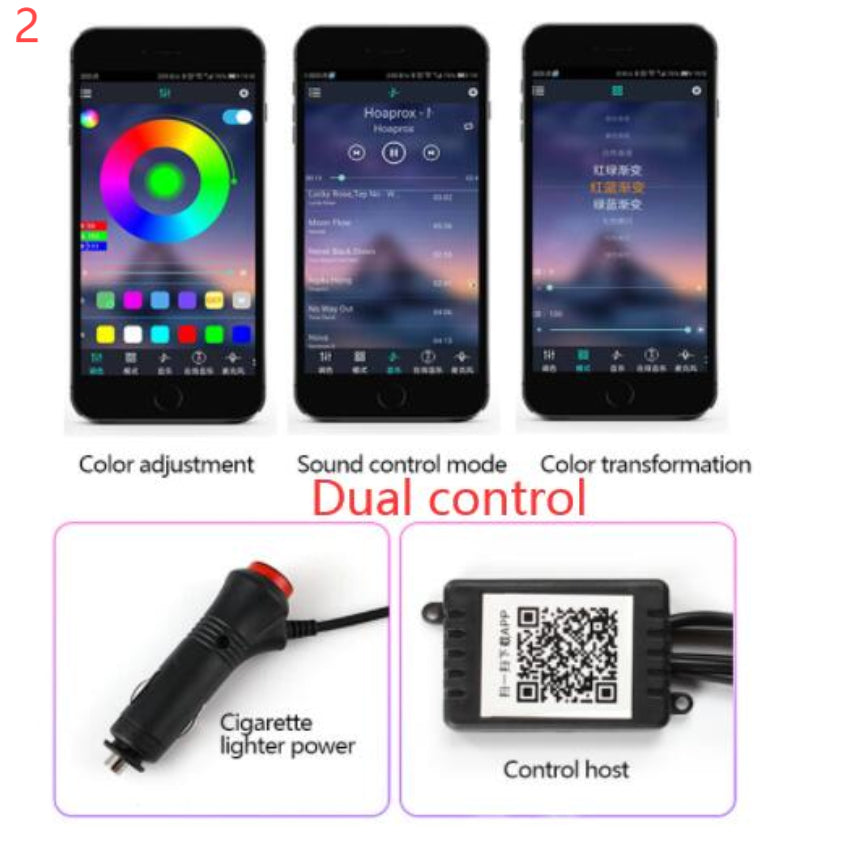 "RGB Auto Innenbeleuchtung - Flexible, App-gesteuerte Stimmungslichter mit Musikrhythmus - Einfach zu installieren"