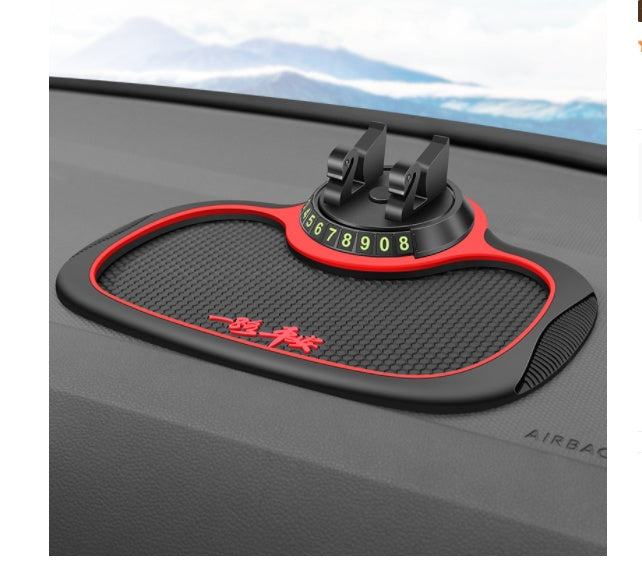 "4-in-1 Rutschfestes Auto-Telefon-Pad mit Parknummern-Karte, 360° Handyhalterung und Aromatherapie-Fach - Sichere und organisierte Fahrerlebnis"