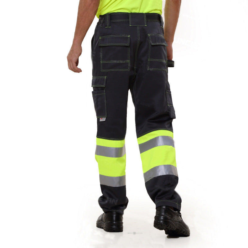 "Reflektierende Outdoor-Arbeitshose für Baustellen und Dockarbeiten - Maximale Sichtbarkeit in Leuchtendem Gelb oder Orange"