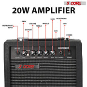"5 Core 20W Elektrischer Mini-Gitarrenverstärker mit 6.5 Zoll Lautsprecher, AUX und Kopfhöreranschluss - Tragbar und Ideal für Alle Musikstile"