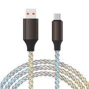 "Leuchtendes RGB-Datenkabel, Farbenfrohes, Über 1 Meter langes Ladekabel, Geflochtenes Material, Verfügbar in Weiß, Mit Lightning, Micro USB, TYPE-C Schnittstellen"