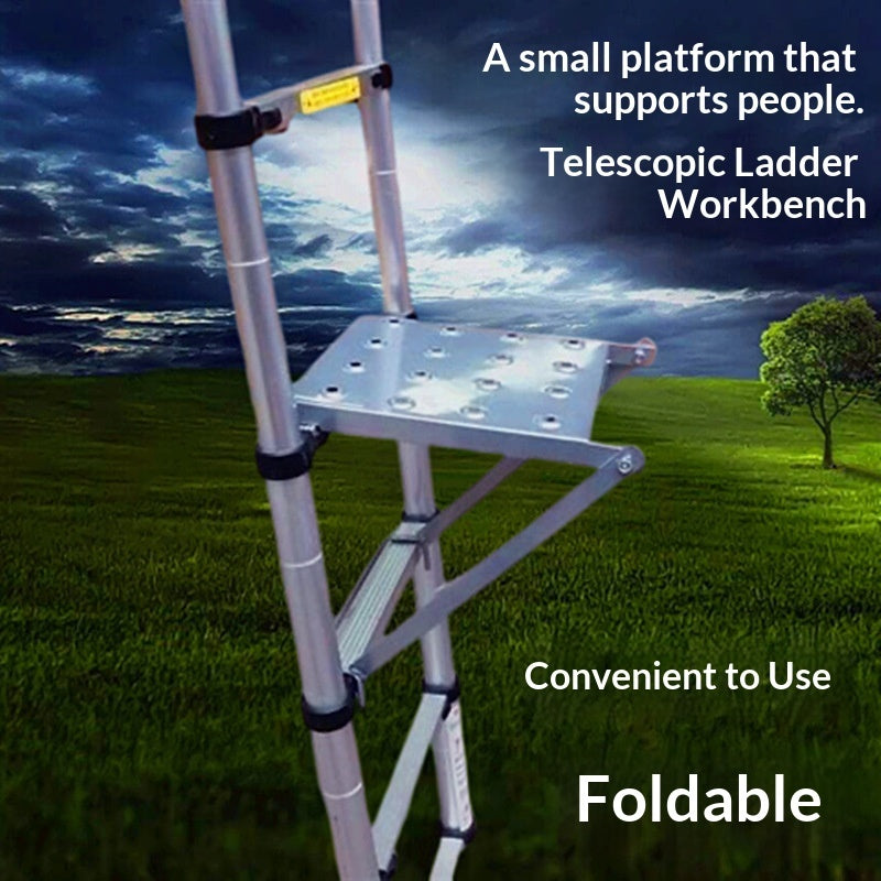 "Robuste Aluminiumlegierung Teleskop-Leiterzubehör: Dreieckige Arbeitsplattform im modernen minimalistischen Stil - Silber oder Schwarz"