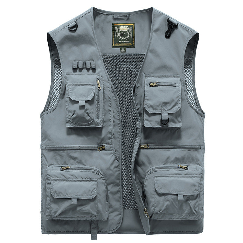 14 Taschen Sommer Neu Herren US Taktische Wander- und Angelweste Herren Fotografenweste Mesh-Cargo-Weste Ärmellose Jacke Werkzeugweste