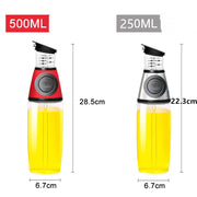 "Premium 500ml Ölflasche aus Hochweißglas, Messbar & Küchengeeignet - Unterschiedliche Designs in Rot erhältlich"